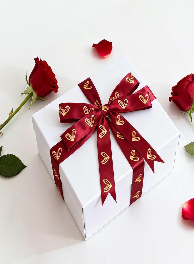 كينجلاك شريط عيد الحب من كينغليك - أحمر - 1/2 بوصة × 20 ياردة، شريط ساتان أحمر على شكل قلب لتغليف الهدايا، أشرطة عيد الحب مع قلب ذهبي للأعمال اليدوية، باقات الزهور، ديكورات الحفلات والمنزل. - Image 4